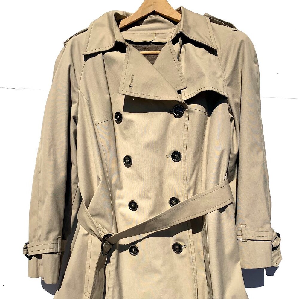 VTG Womens London Fog Maincoat Removeable Fleece Lined Trench Coat 70s Khaki 12R